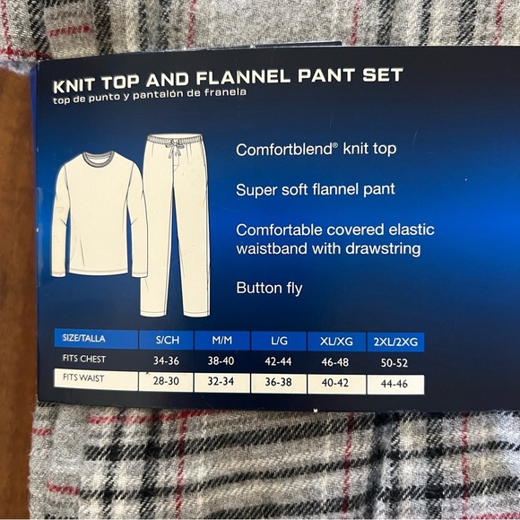 NWT Hanes Mens ComfortSoft Long Sleeve Crewneck Flannel Pant Pajama Set size L - Picture 6 of 7